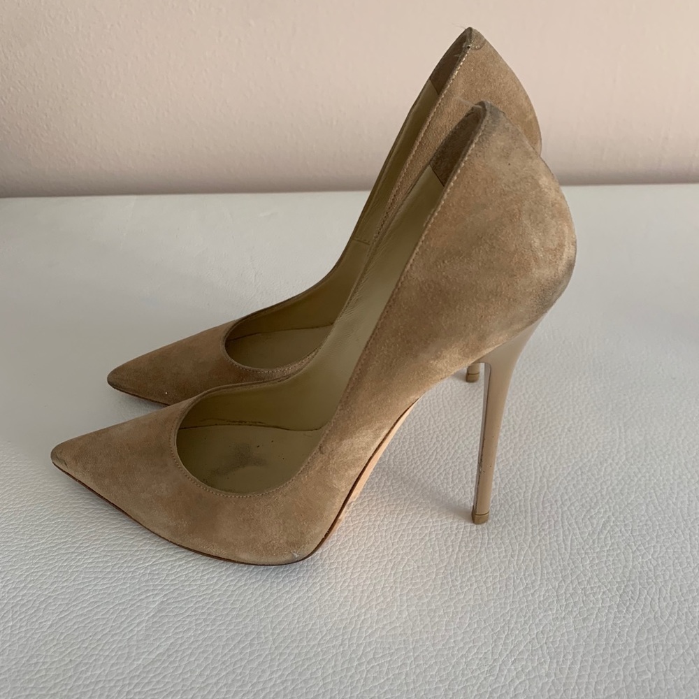 Jimmy Choo nude beige suede heels 36